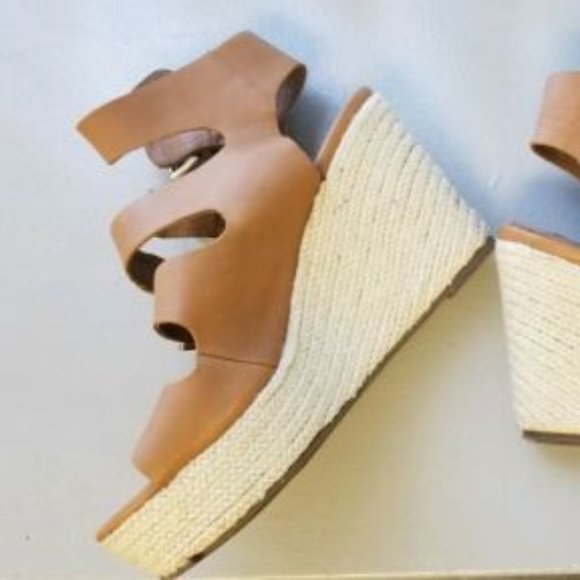Leather Buckle Wedge Espadrilles - Picture 3 of 4